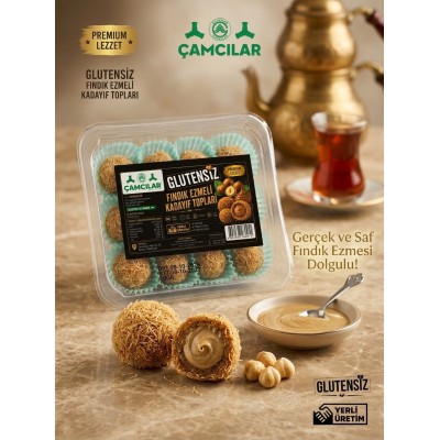 GLUTENSİZ FINDIK EZMELİ KADAYIF TOPLARI - 190 GR